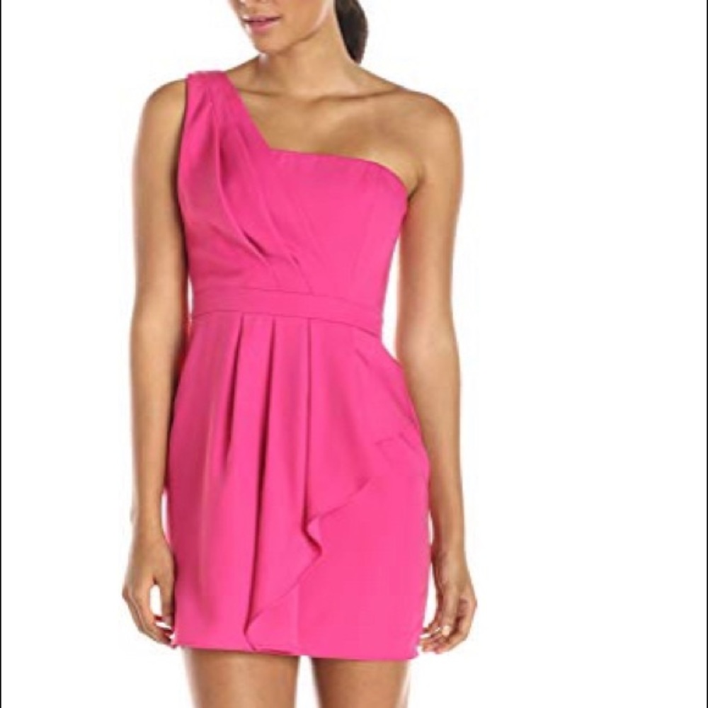 BCBGMAXAZRIA One-Shoulder Cascade Ruffle Dress - Picture 1 of 5